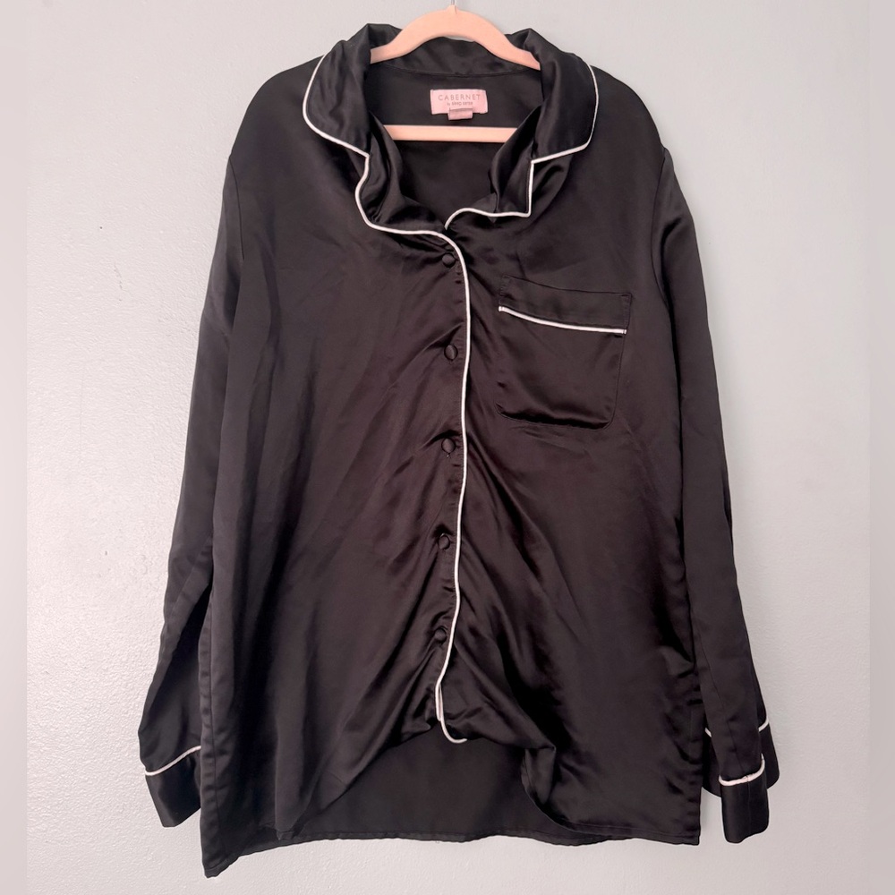 Black polyester pajama set